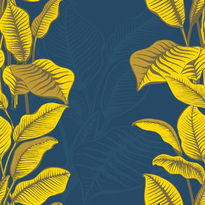 Banana Leaves Midnight Blue