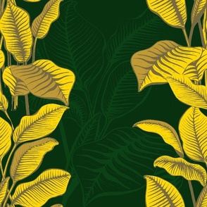 Banana Leaves Forest Green