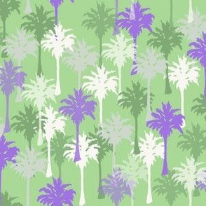 Palm Trees in Green, Purple, White and Gray