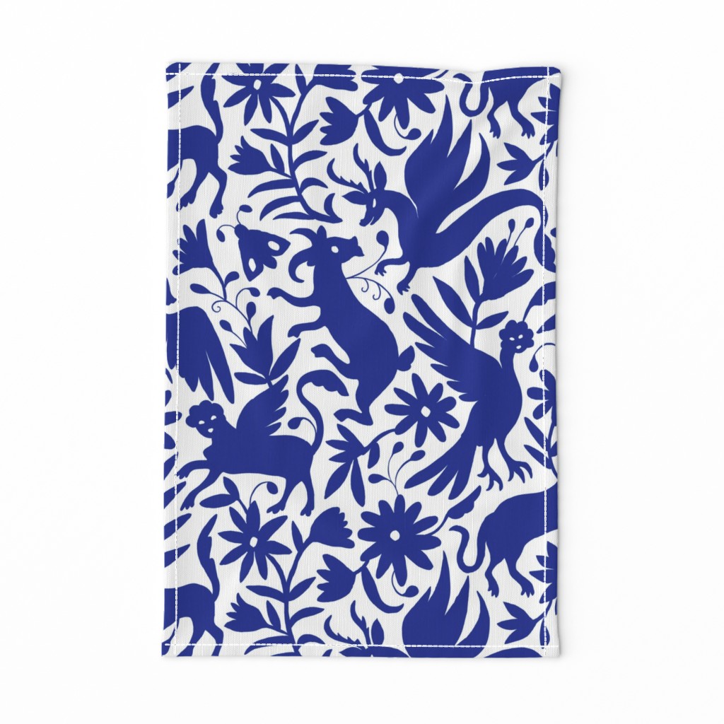  Mexican Otomi Animals - Large Navy