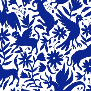  Mexican Otomi Animals - Large Navy