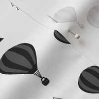 Geometric black and white hot air balloon triangle sky illustration scandinavian style fabric