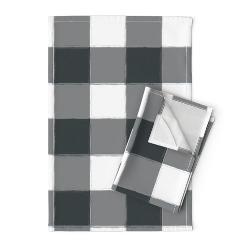 Large Charcoal Gray Buffalo Check Gingham