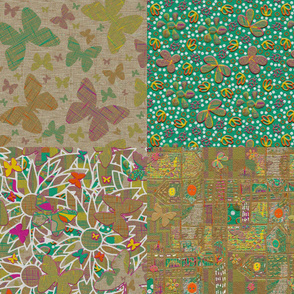 Fat Quarters of Floating Flowers