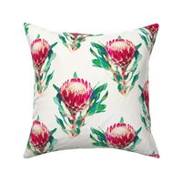 Simple Vintage Protea Pattern on Cream