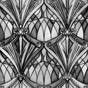 Black and Charcoal Grey Art Deco Pattern