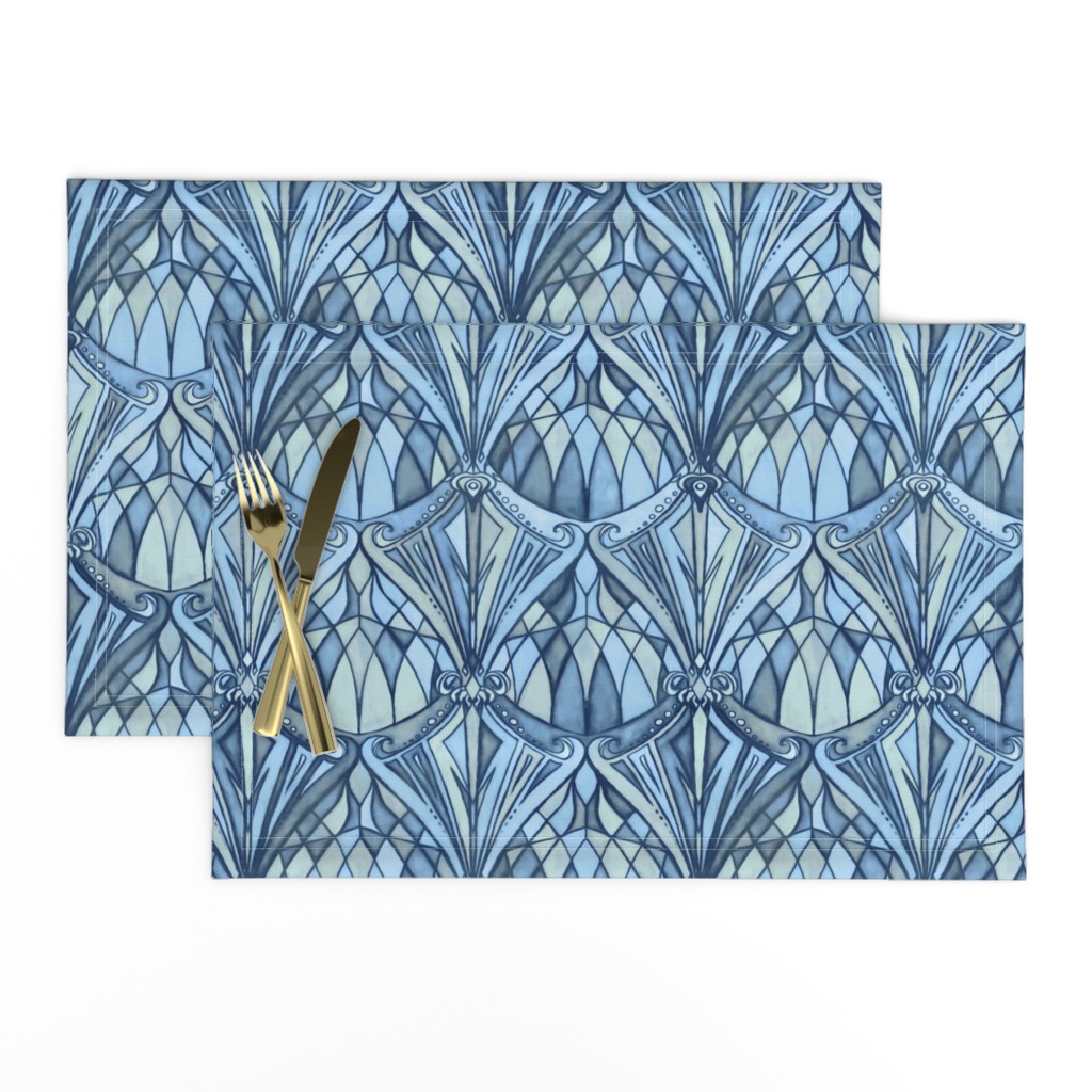 Navy, Blue and Grey Art Deco Pattern