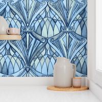 Navy, Blue and Grey Art Deco Pattern