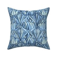 Navy, Blue and Grey Art Deco Pattern