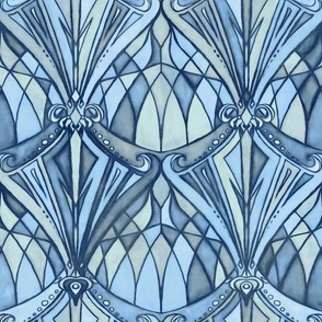 Navy, Blue and Grey Art Deco Pattern