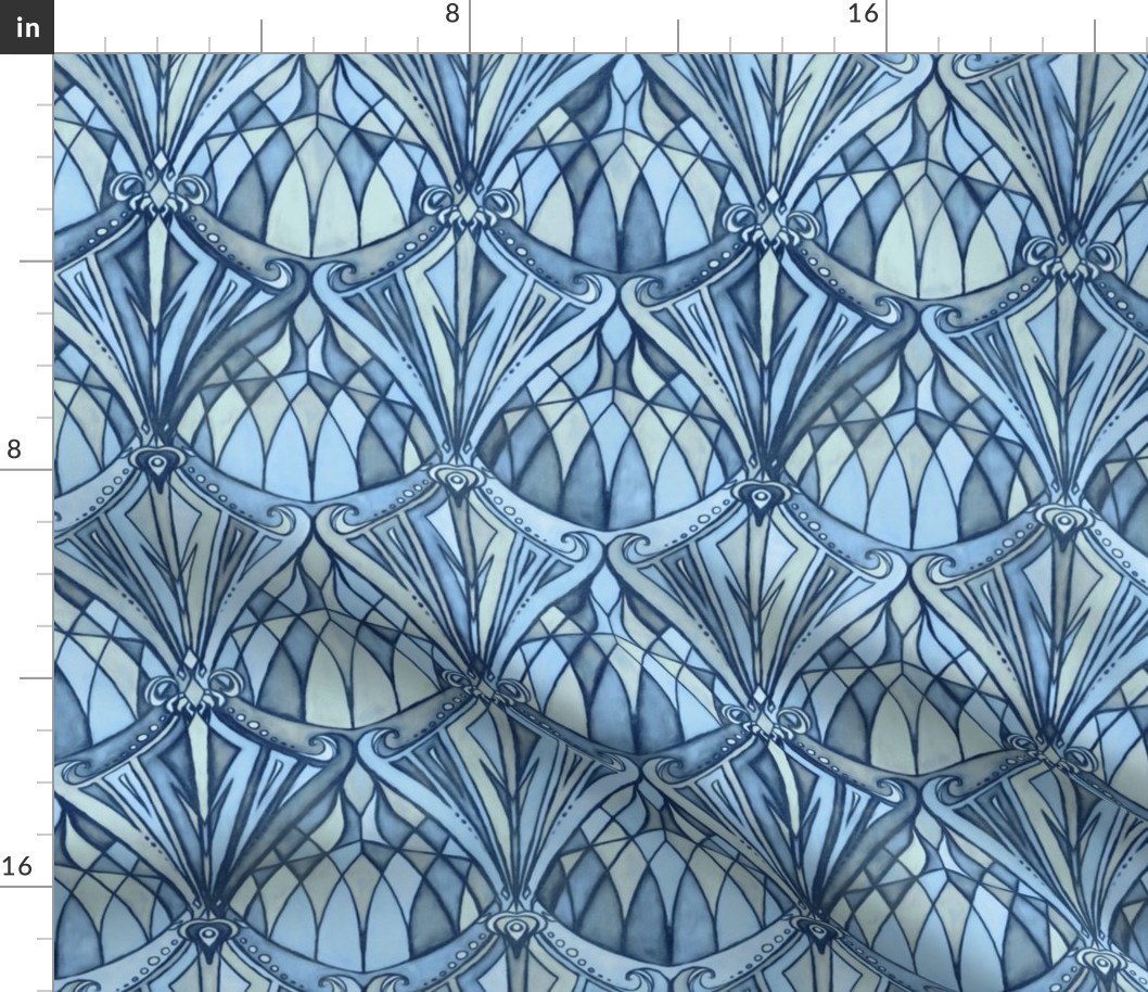 Navy, Blue and Grey Art Deco Pattern