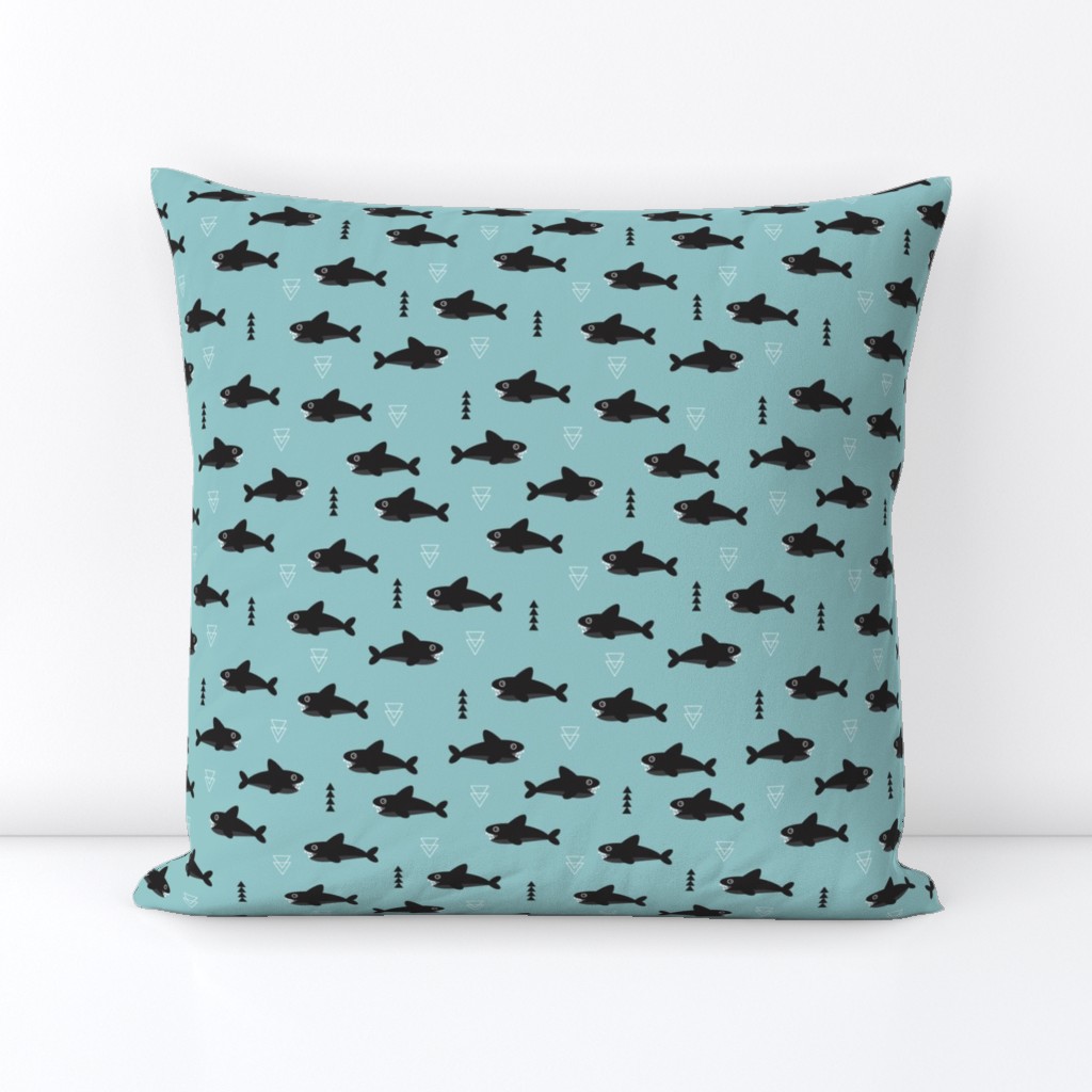 Cool blue geometric Square Throw Pillow Cover | Spoonflower