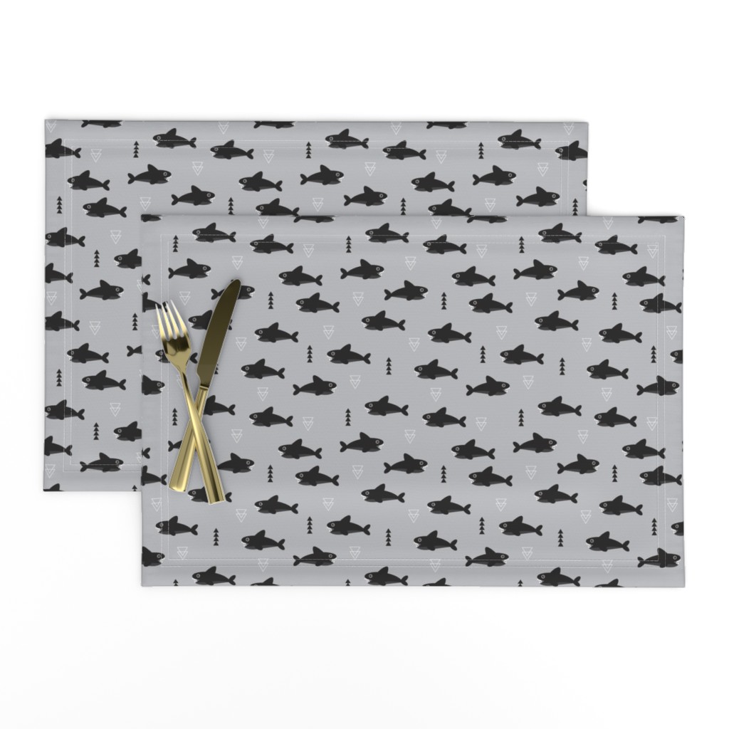 Cool gray geometric baby shark australian theme fish illustration in scandinavian gender neutral colors for kids