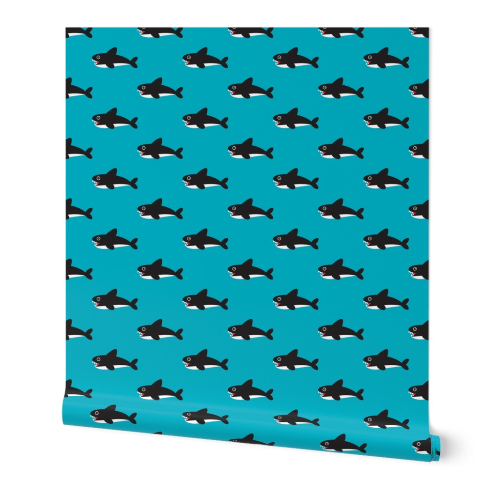 Cute blue baby shark australian theme fish illustration in retro colors for kids