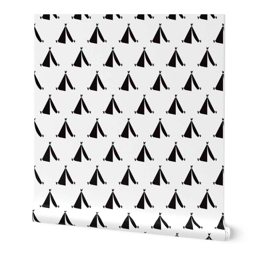 geometric black and white teepee camping tent print