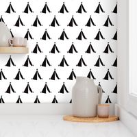 geometric black and white teepee camping tent print