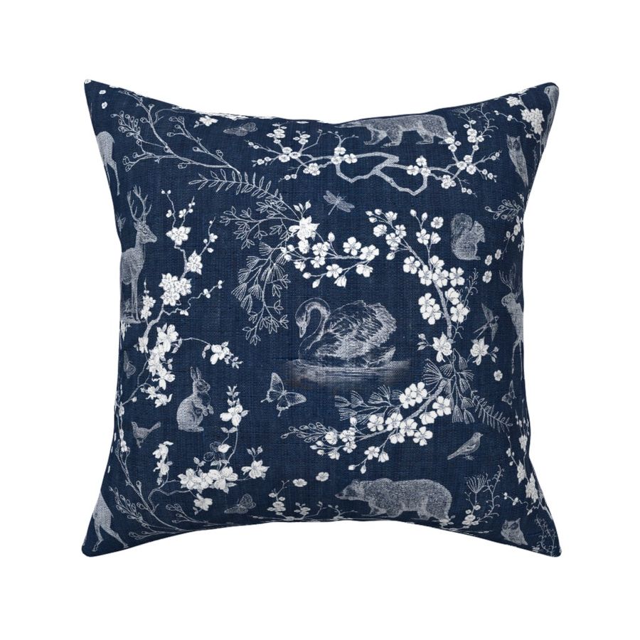 Spring Toile (Navy + White) - Spoonflower