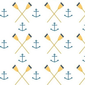 anchors and oars, small scale