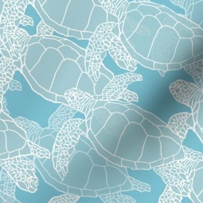 Sea Turtle Migration in Blue & Light Blue/Grays
