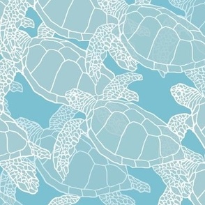 Sea Turtle Migration in Blue & Light Blue/Grays