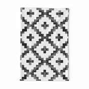 Watercolor Diamond Chevron - Black & White