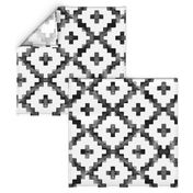 Watercolor Diamond Chevron - Black & White