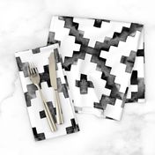 Watercolor Diamond Chevron - Black & White