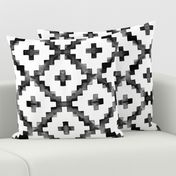 Watercolor Diamond Chevron - Black & White