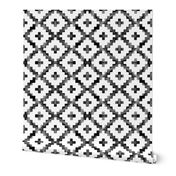 Watercolor Diamond Chevron - Black & White