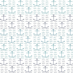 anchors and waves in blue rows