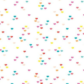 Little colorful watercolor hearts cut sprinkles confetti for birthday and party fabric