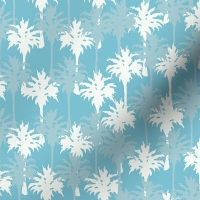 Palm Trees in White & Gray Blue