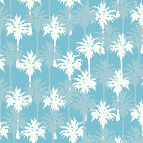 Palm Trees in White & Gray Blue