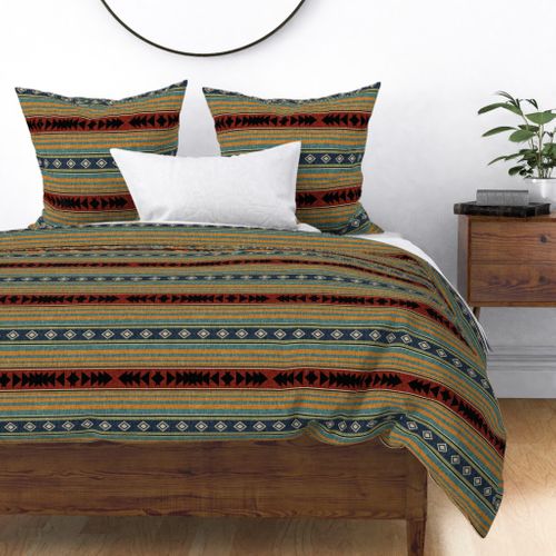 Pre-Quilted Geometric Print Vintage Fabric Bedspread Sample 80s Soft Desert Tones