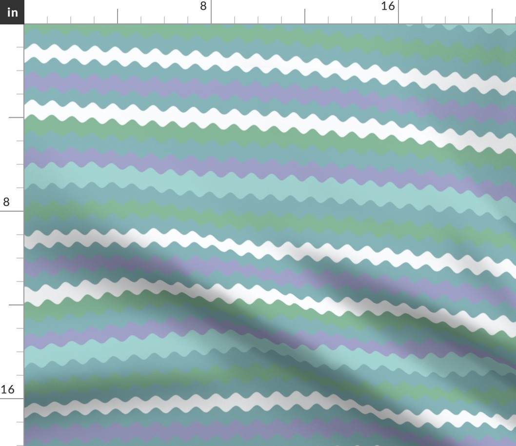 Larger Ribbon Waves in Blues, Purples & Greens