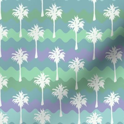 Ribbon Waves with White Palm Trees