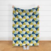 Navy Mustard Mint Triangle Cheater Quilt - Triangle Baby Blanket