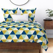 Navy Mustard Mint Triangle Cheater Quilt - Triangle Baby Blanket