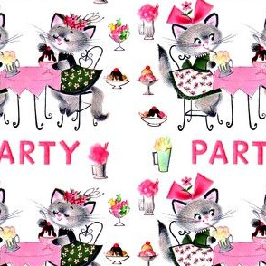 cats kittens ice cream banana splits sundae milkshakes party sweets candy candies flowers party desserts vintage retro kitsch food flowers ribbons