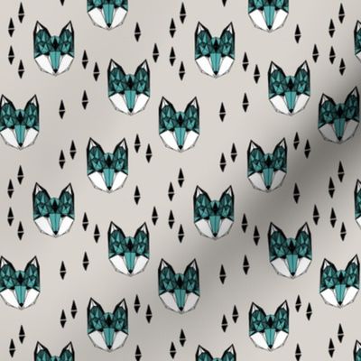 fox // geometric fox head kids geometric boys grey and blue nursery baby