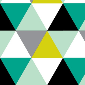 Shades of Teal Triangle Cheater Quilt - Triangle Baby Blanket
