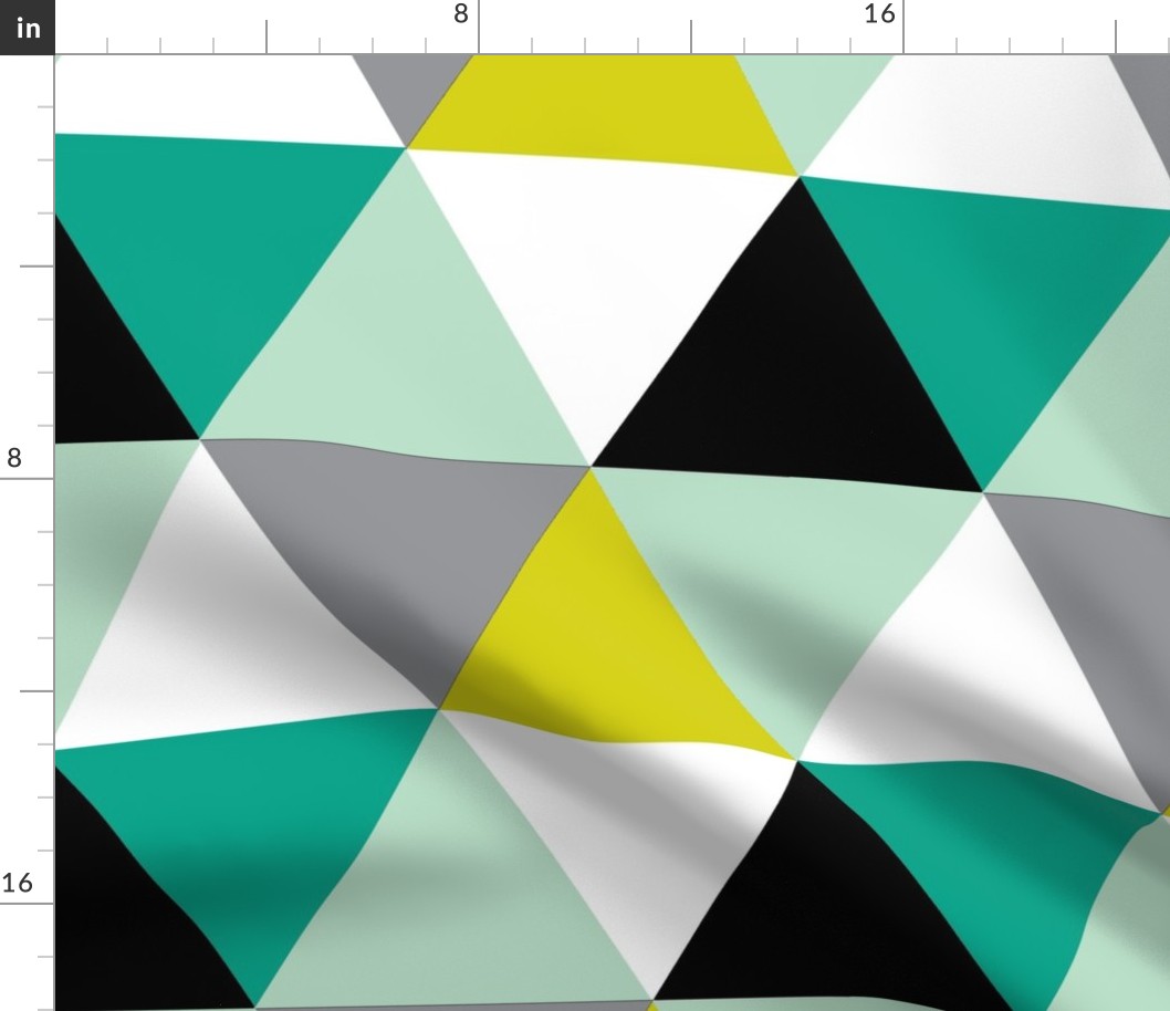 Shades of Teal Triangle Cheater Quilt - Triangle Baby Blanket