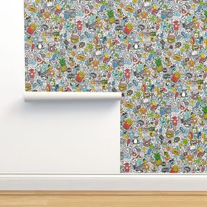 Comic Pop art Doodle Color Wallpaper | Spoonflower