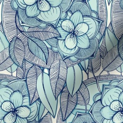 Teal Magnolias – a hand drawn pattern 