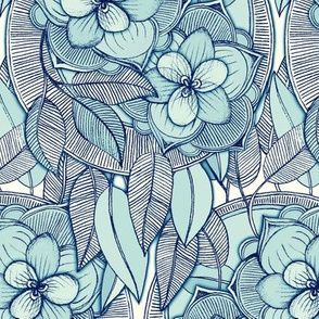 Teal Magnolias – a hand drawn pattern 