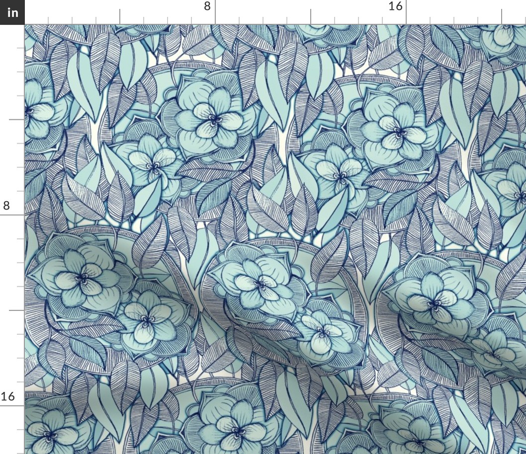 Teal Magnolias – a hand drawn pattern 