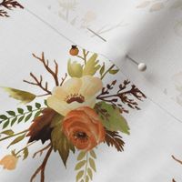 Autumn Floral Posy on White, 4 inch scale