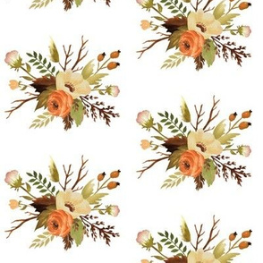 Autumn Floral Posy on White, 4 inch scale