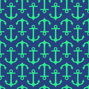 Large Anchor Navy and Sea Green