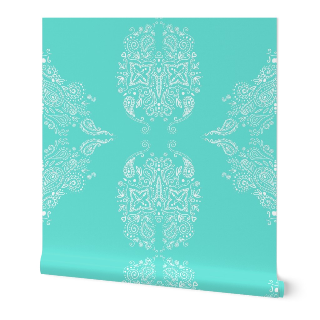 Turquoise paisley mehndi swirl